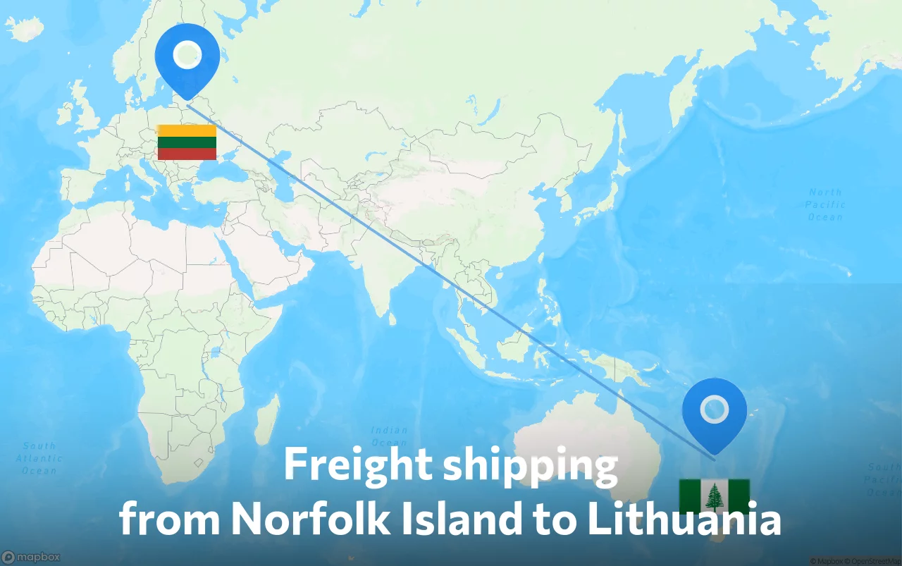Shipping route from Norfolk Island to Lithuania