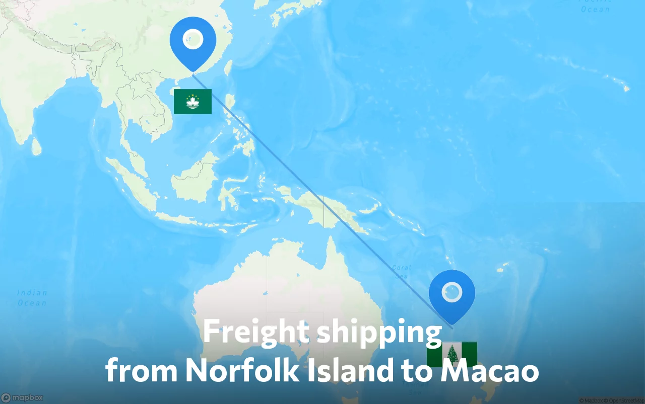 Shipping route from Norfolk Island to Macao