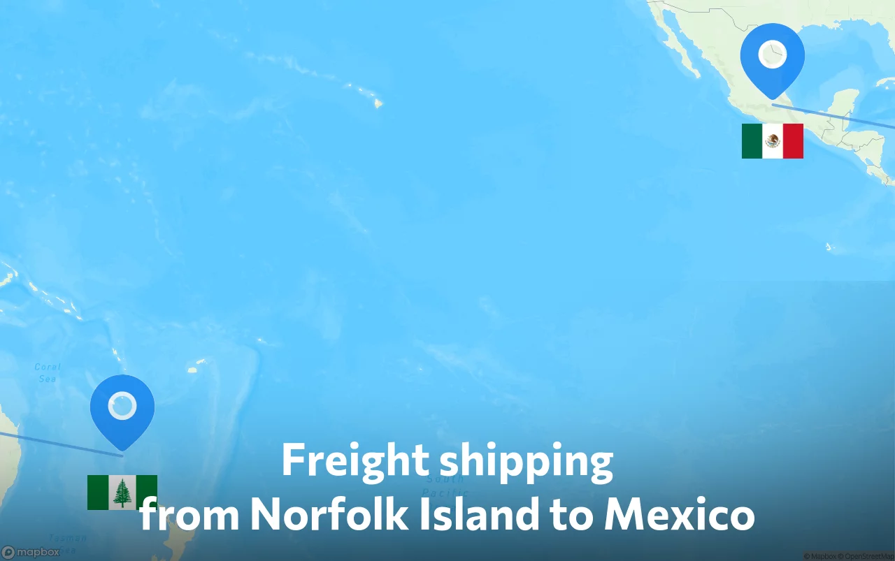 Shipping route from Norfolk Island to Mexico