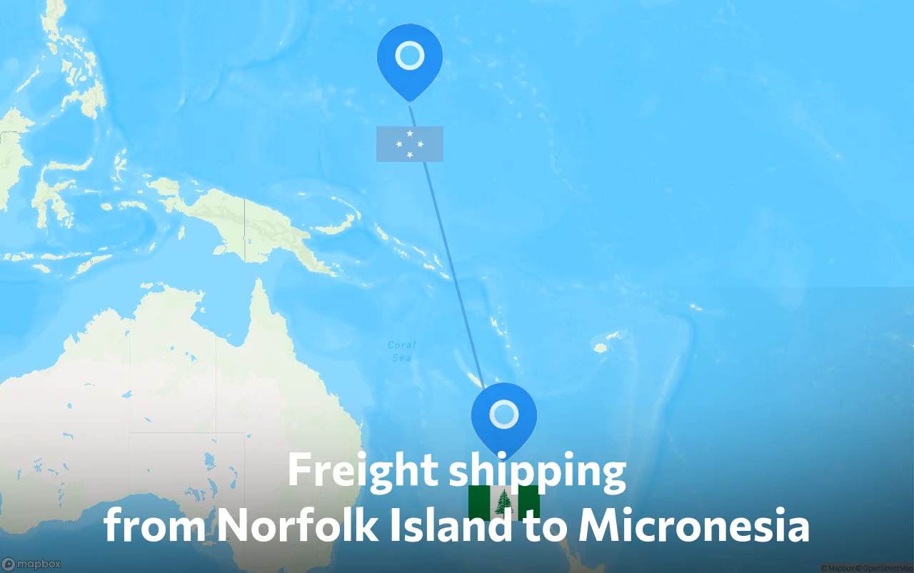 Shipping route from Norfolk Island to Micronesia