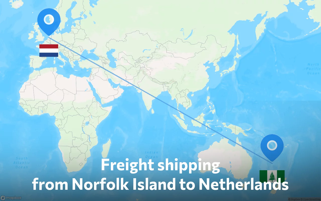 Shipping route from Norfolk Island to Netherlands