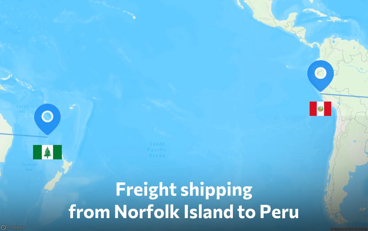 Shipping route from Norfolk Island to Peru