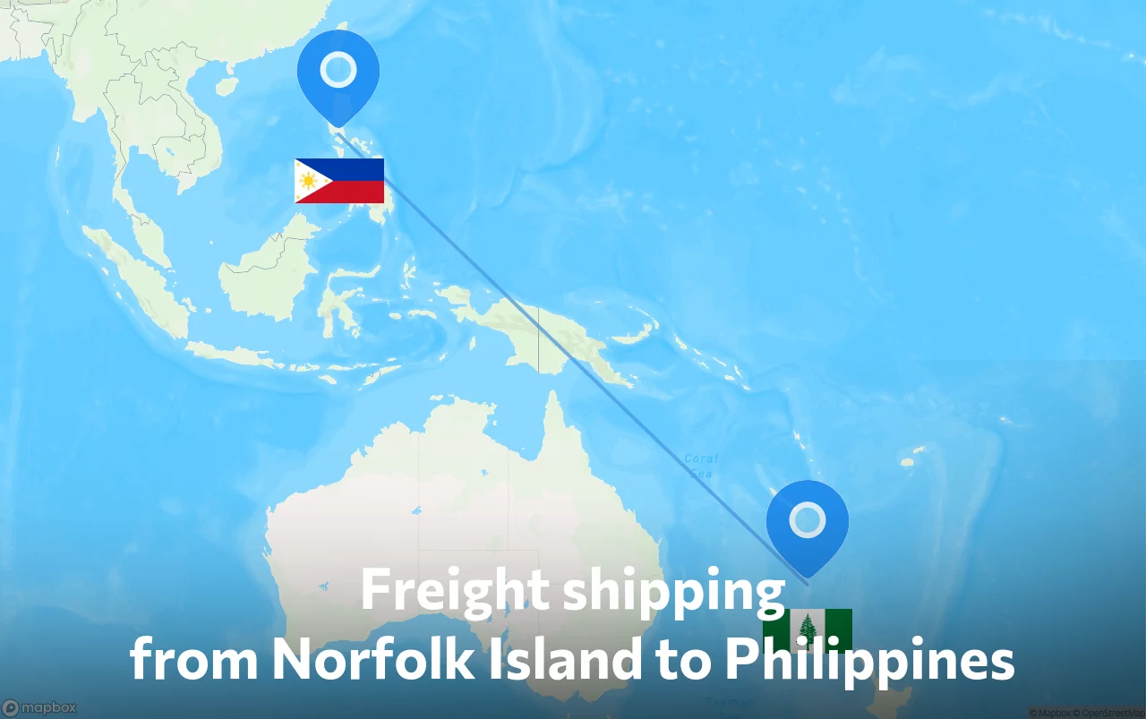 Shipping route from Norfolk Island to Philippines