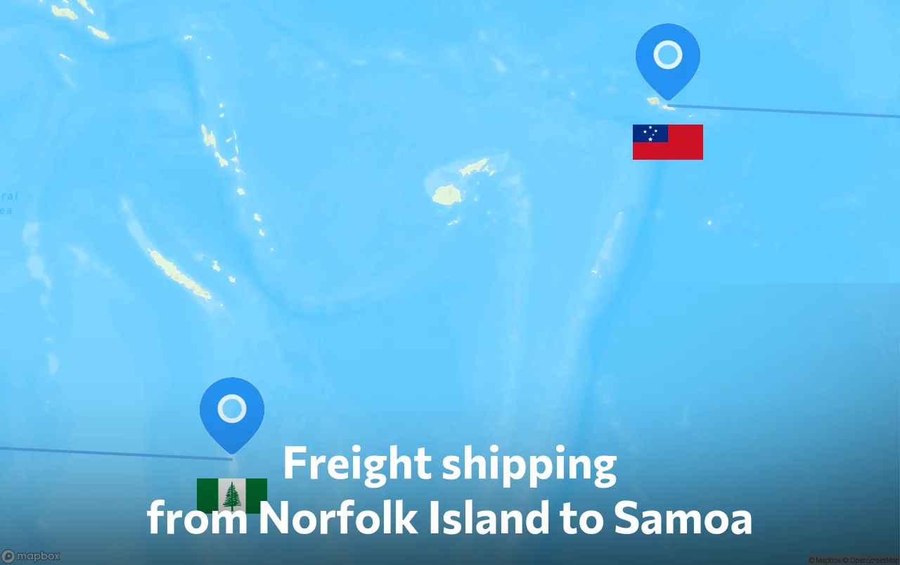 Shipping route from Norfolk Island to Samoa