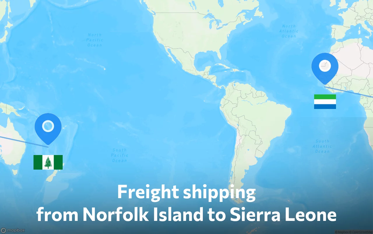 Shipping route from Norfolk Island to Sierra Leone