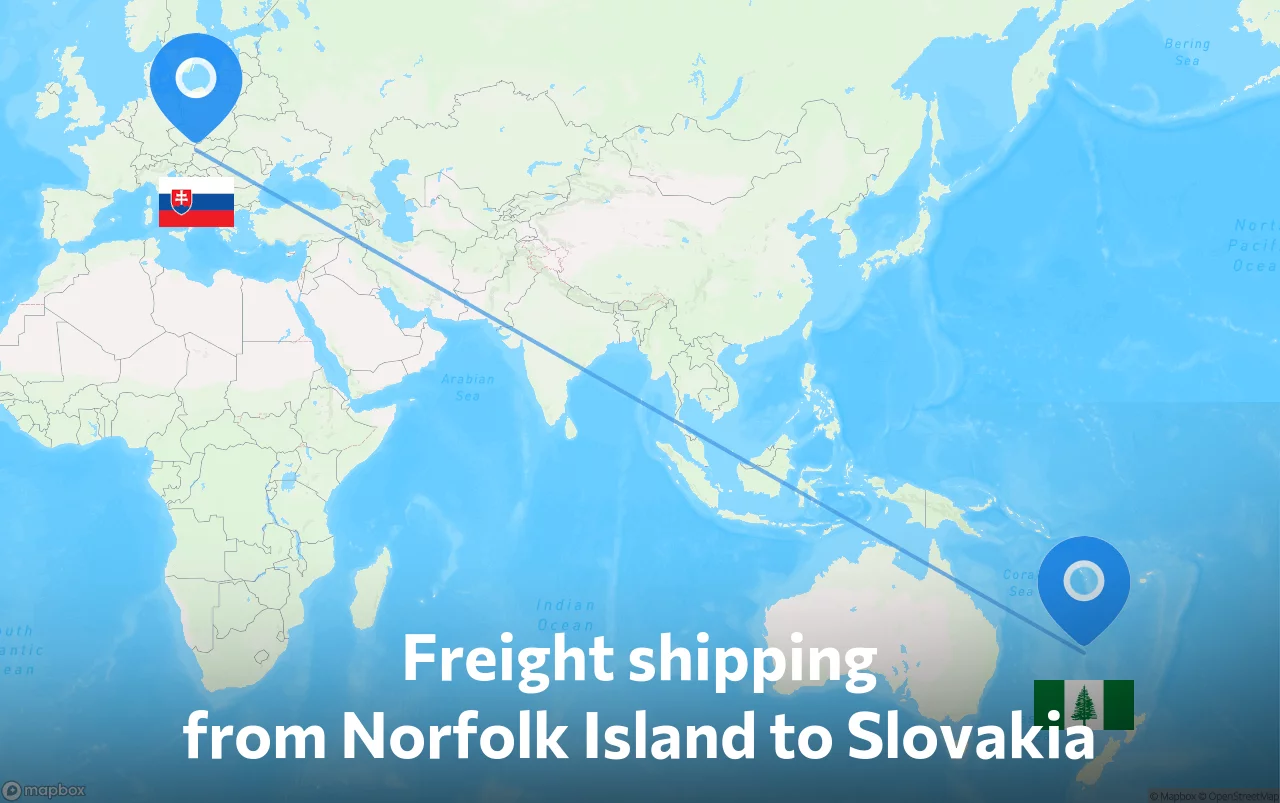 Shipping route from Norfolk Island to Slovakia