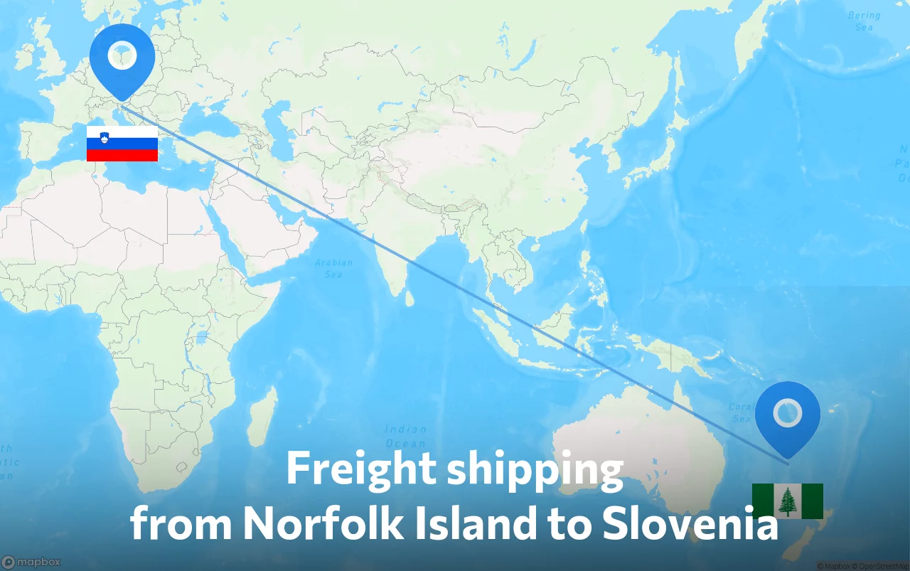 Shipping route from Norfolk Island to Slovenia