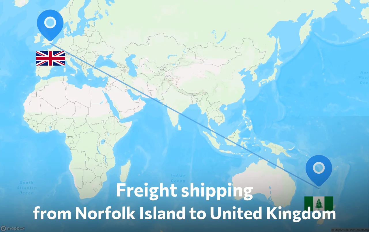 Shipping route from Norfolk Island to United Kingdom