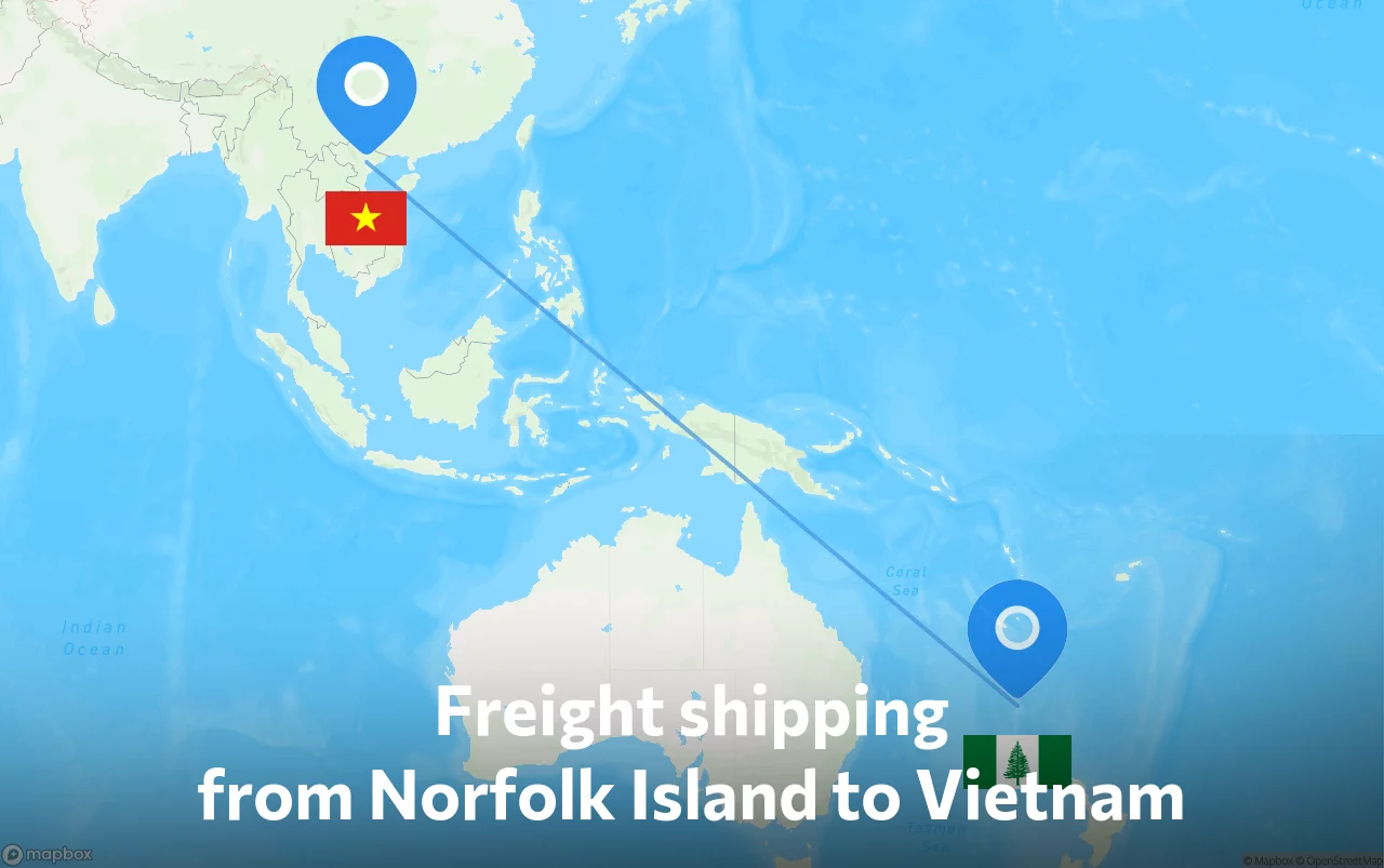 Shipping route from Norfolk Island to Vietnam