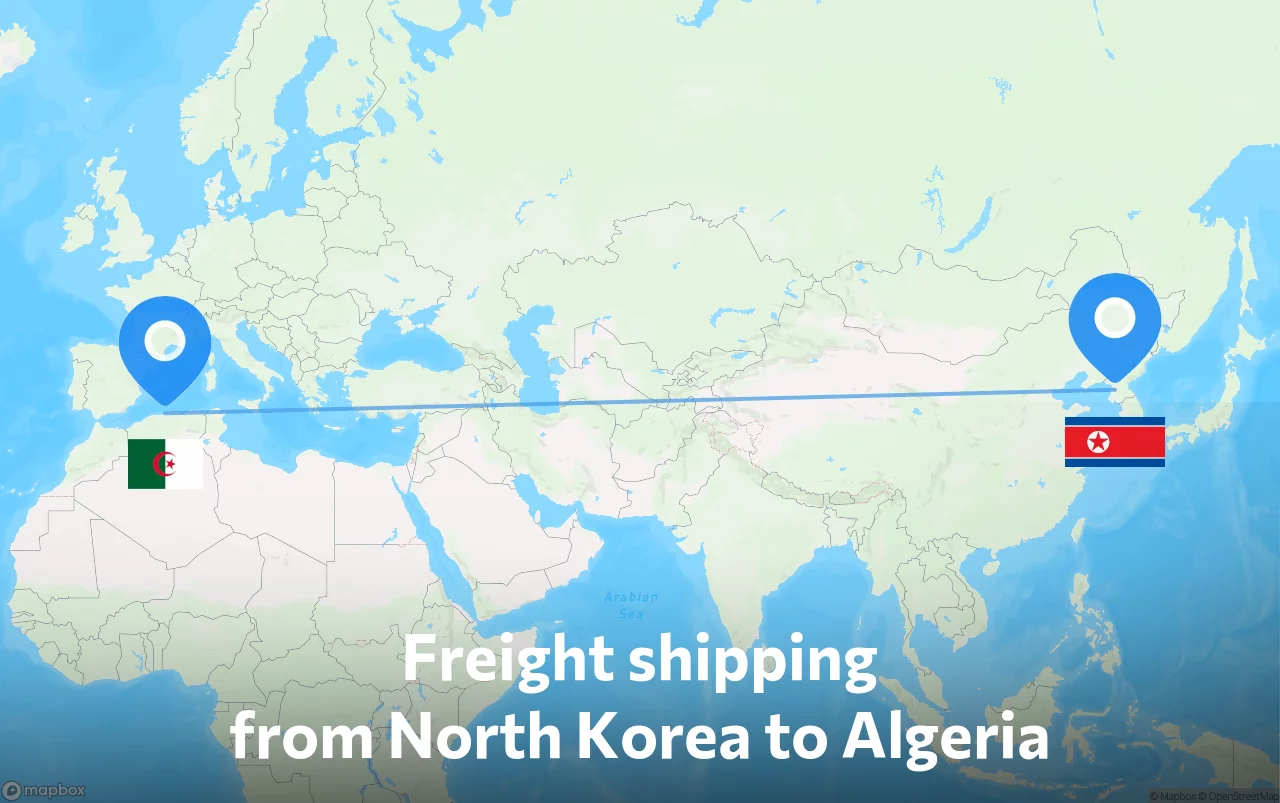 Shipping route from North Korea to Algeria