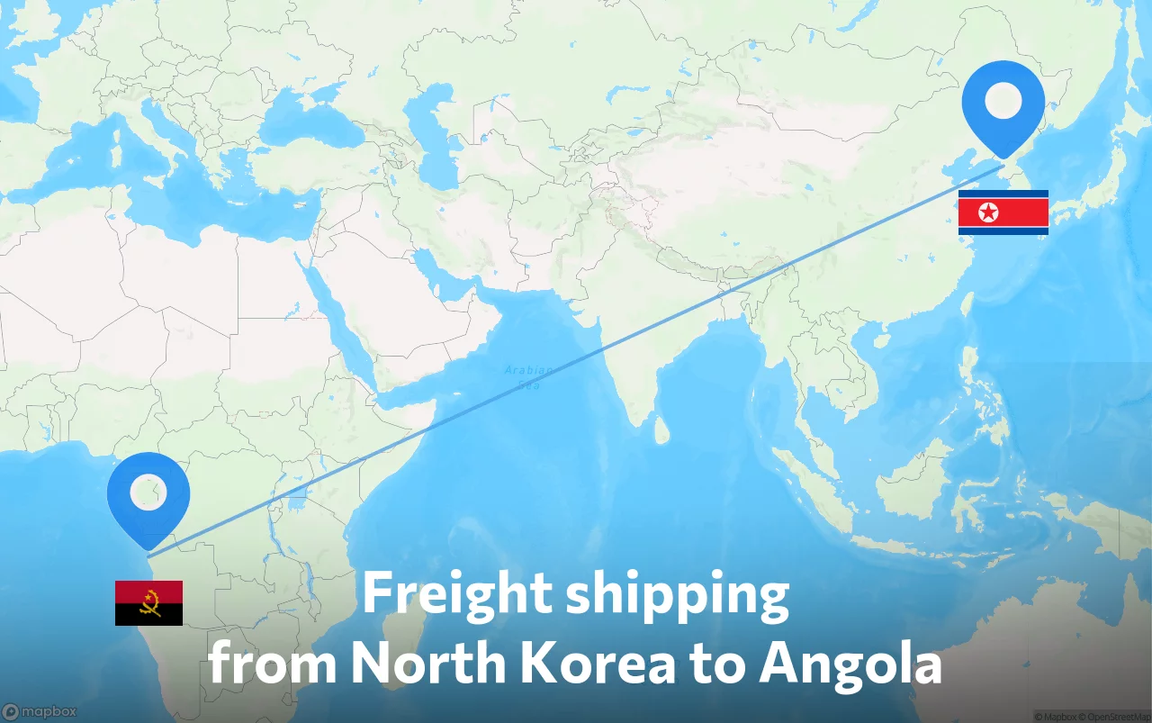 Shipping route from North Korea to Angola