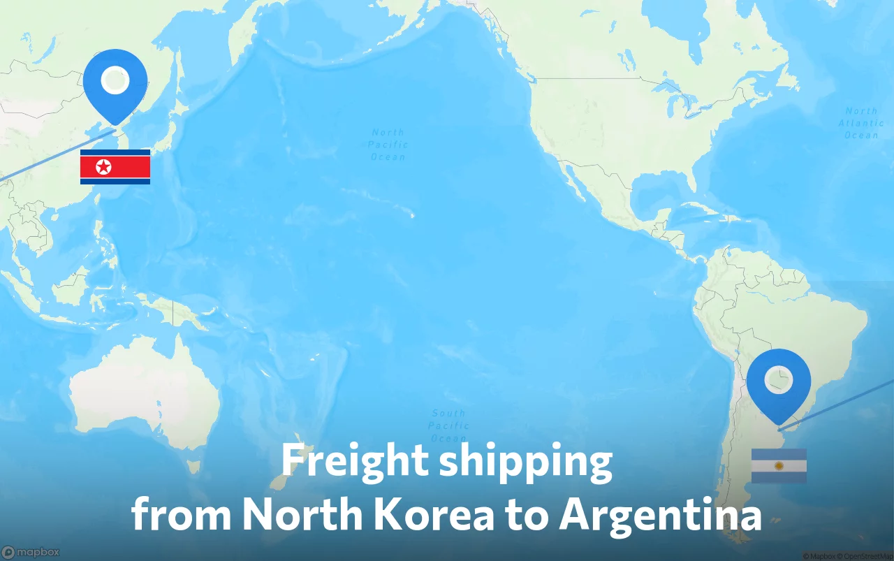 Shipping route from North Korea to Argentina