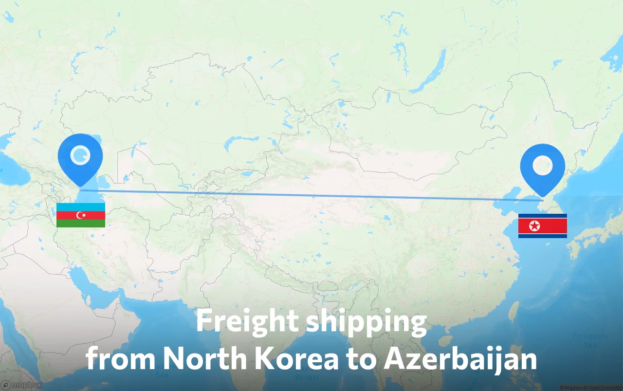 Shipping route from North Korea to Azerbaijan