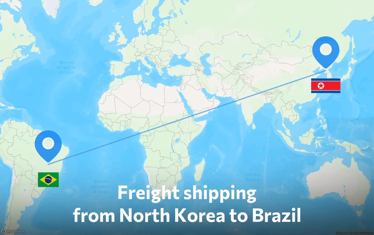 Shipping route from North Korea to Brazil