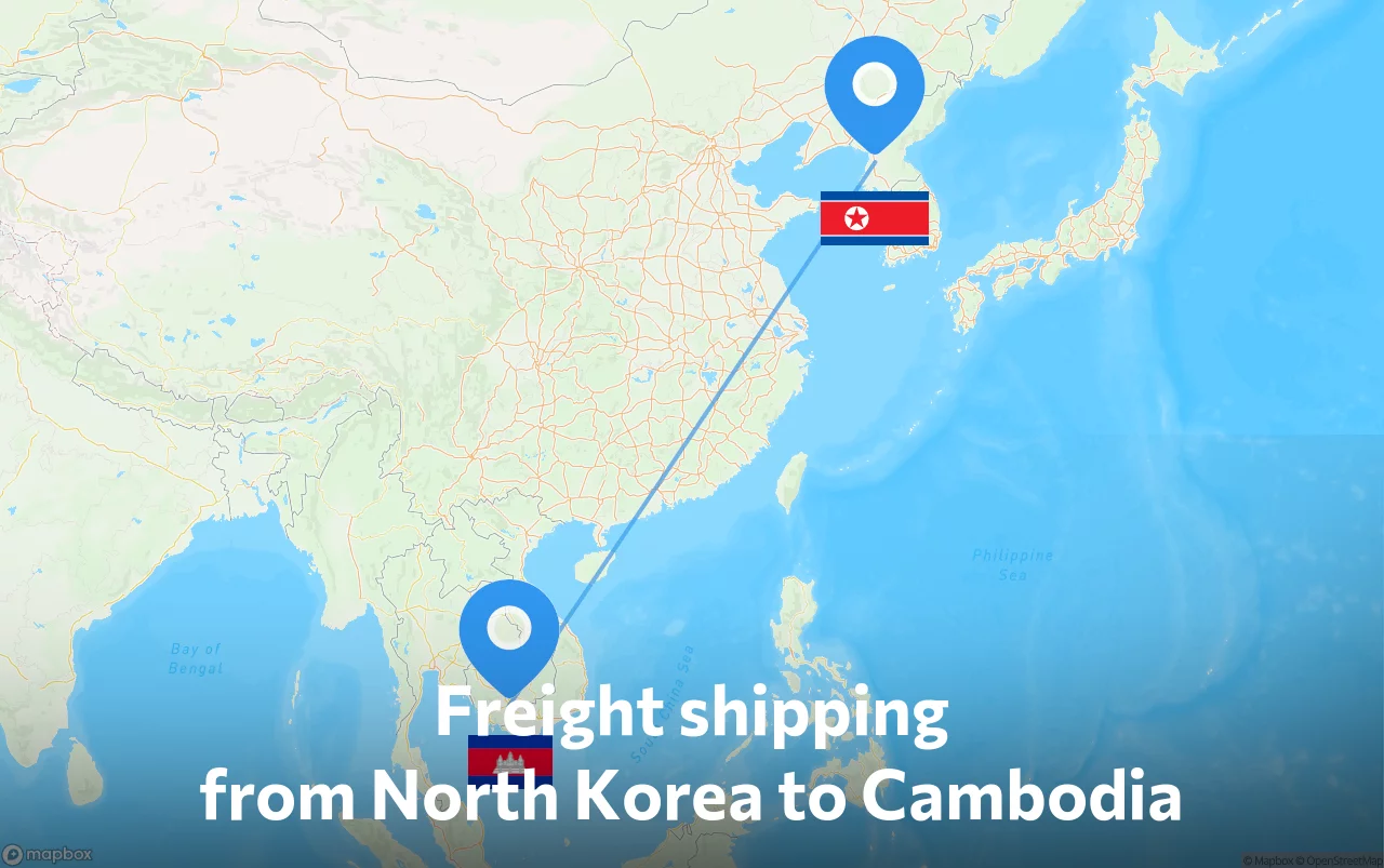 Shipping route from North Korea to Cambodia