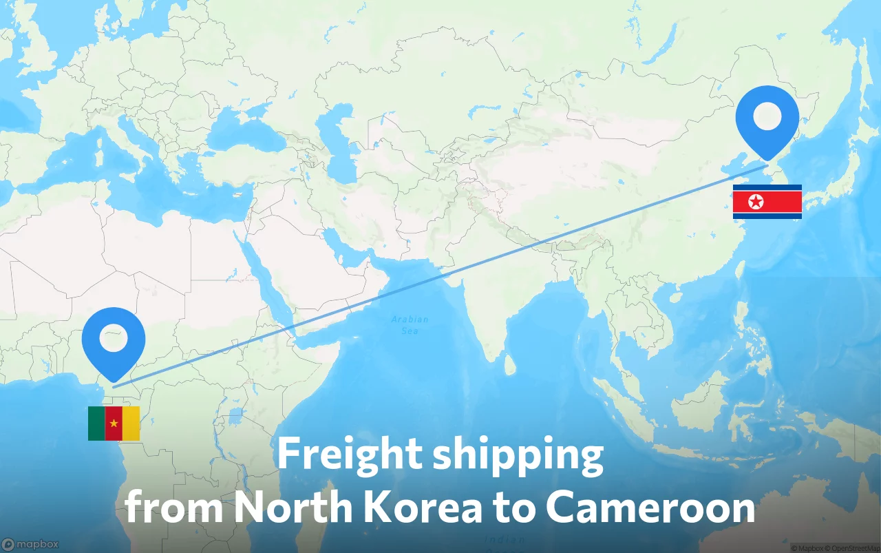 Shipping route from North Korea to Cameroon