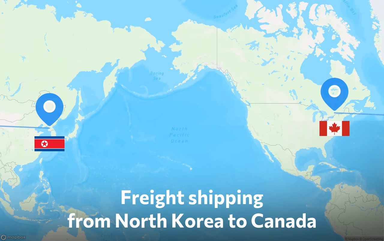 Shipping route from North Korea to Canada