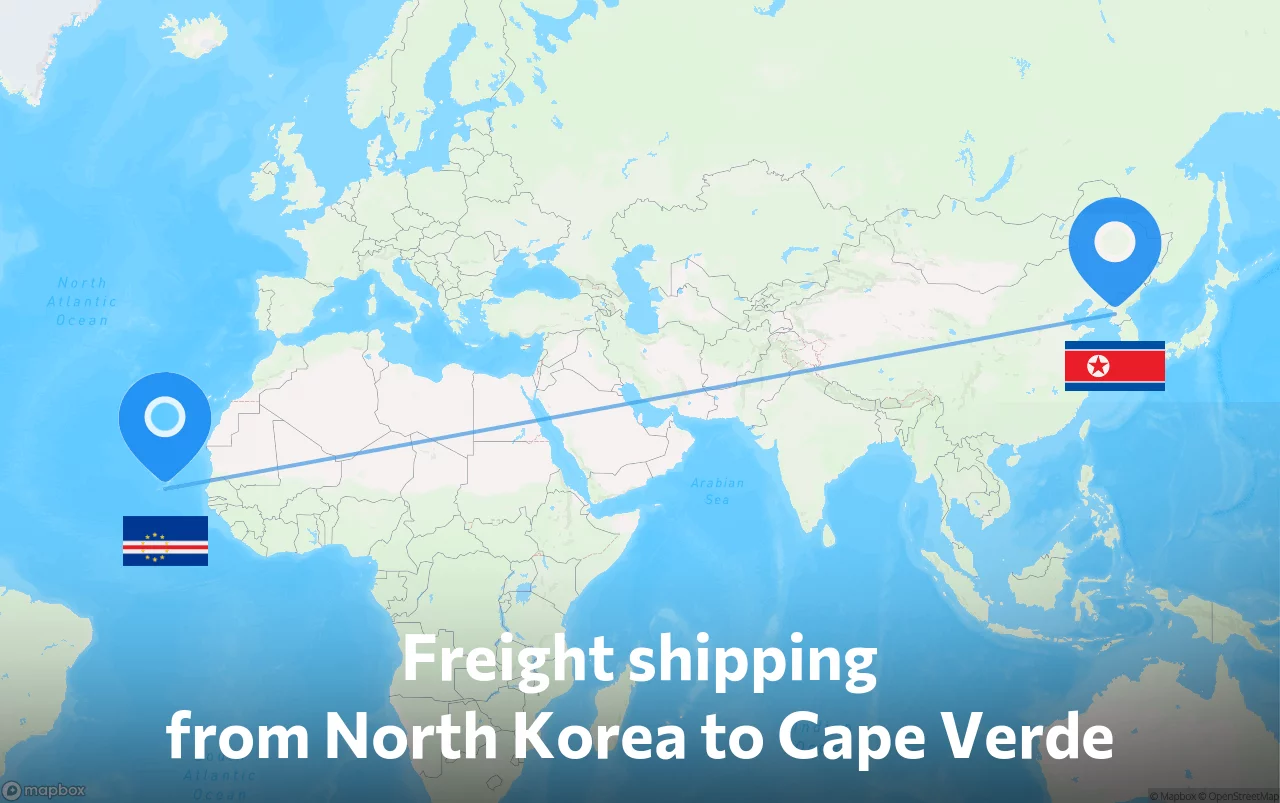 Shipping route from North Korea to Cape Verde