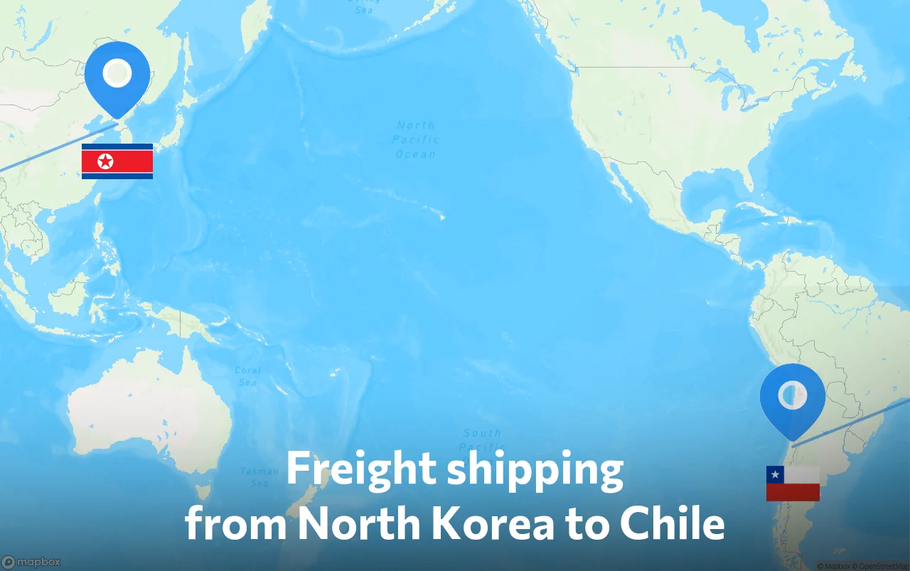 Shipping route from North Korea to Chile