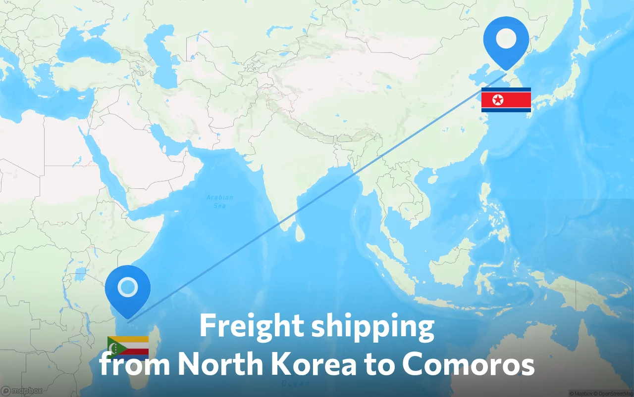 Shipping route from North Korea to Comoros