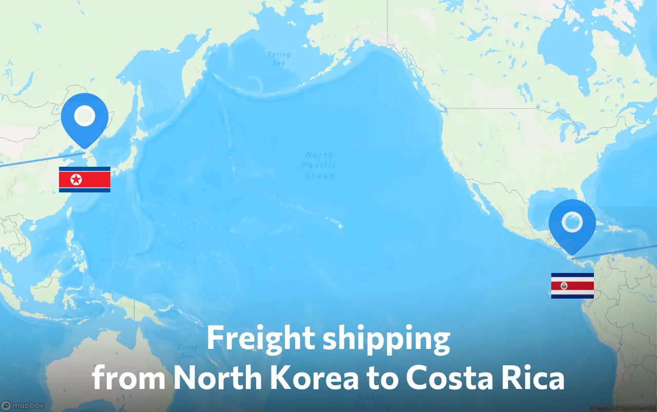 Shipping route from North Korea to Costa Rica