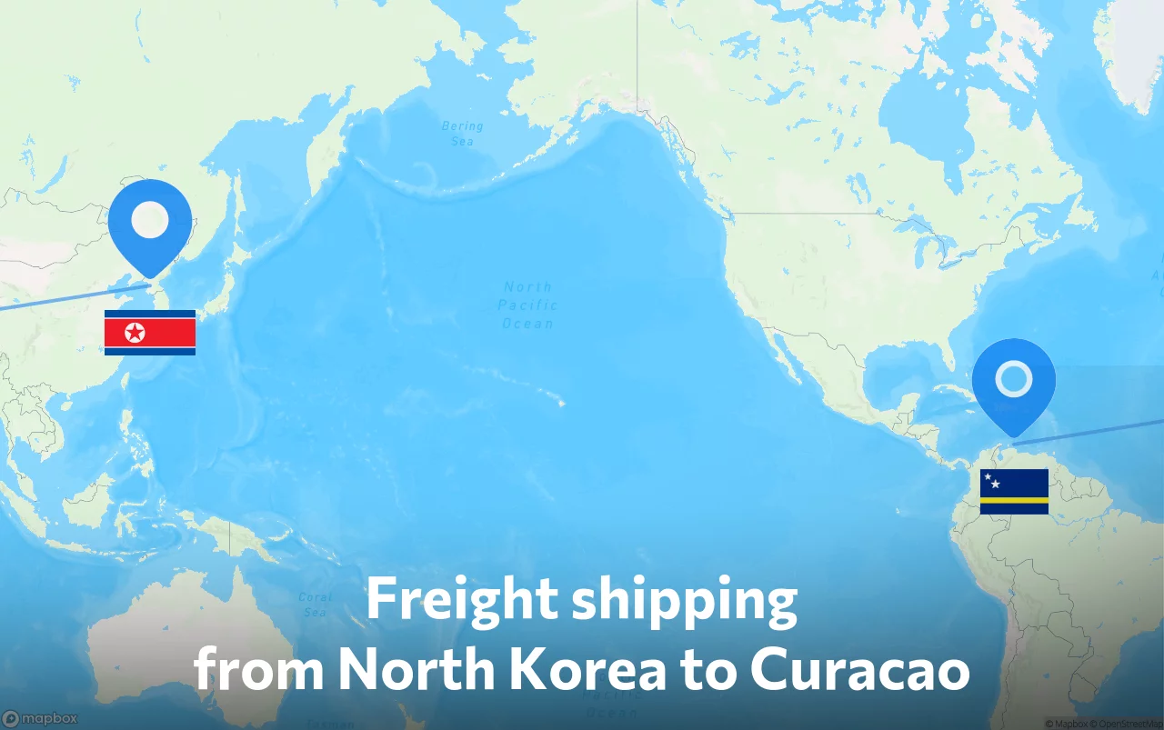 Shipping route from North Korea to Curacao