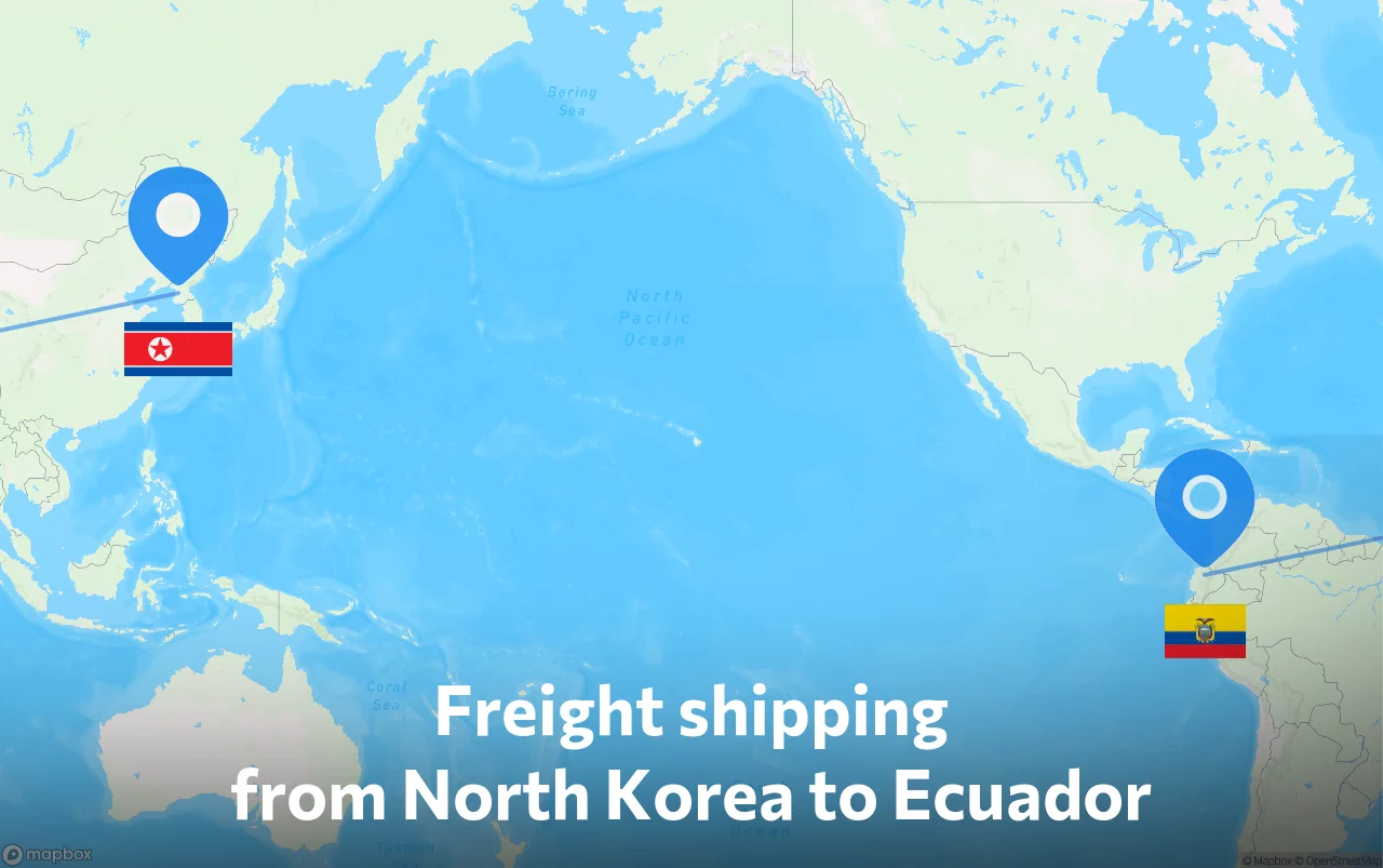Shipping route from North Korea to Ecuador