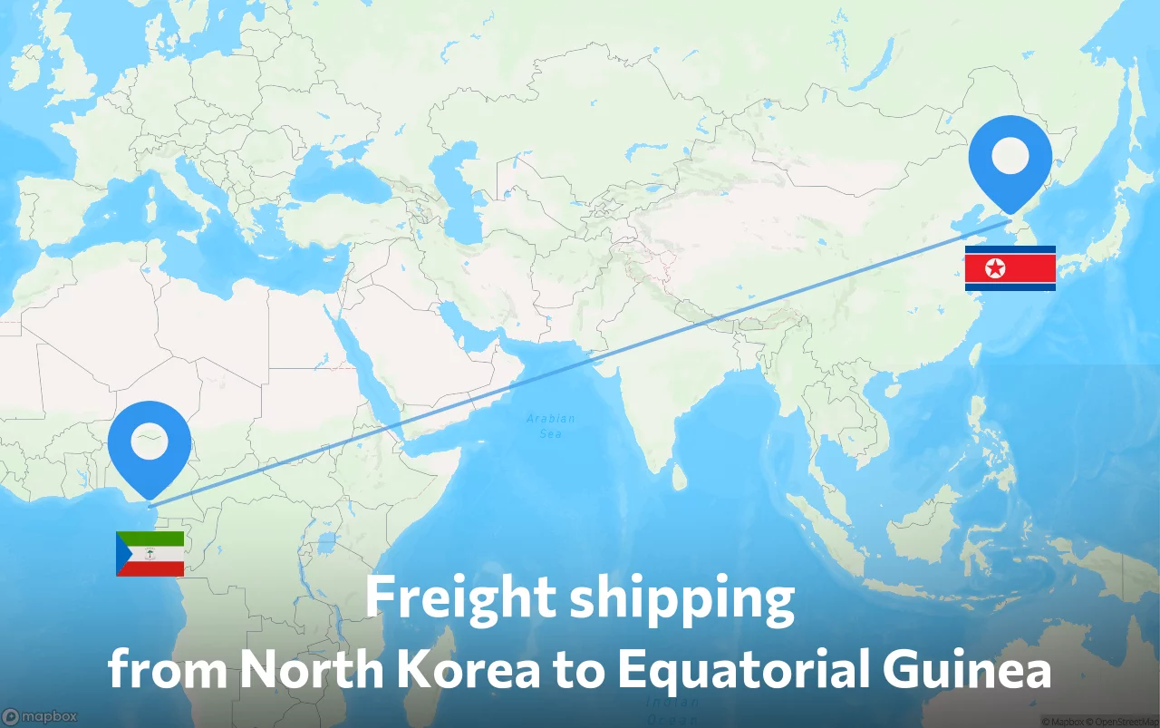 Shipping route from North Korea to Equatorial Guinea