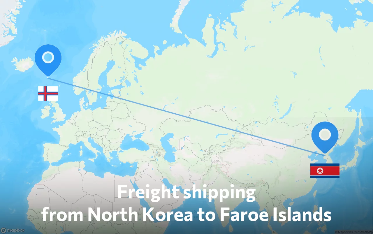 Shipping route from North Korea to Faroe Islands