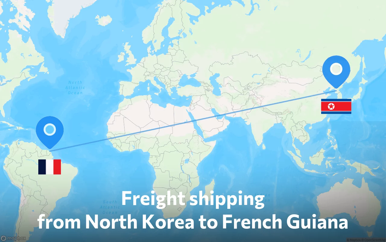 Shipping route from North Korea to French Guiana