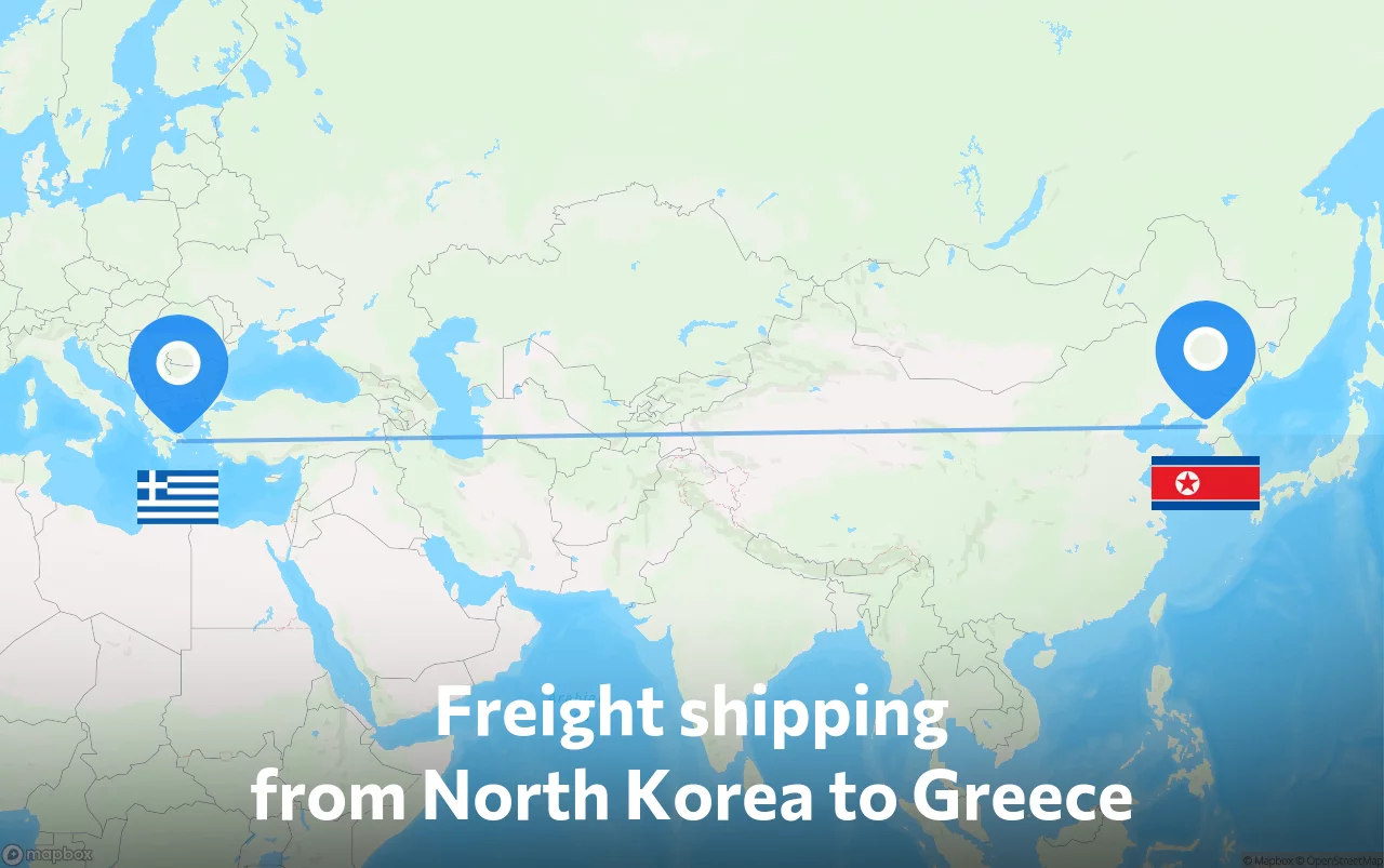 Shipping route from North Korea to Greece
