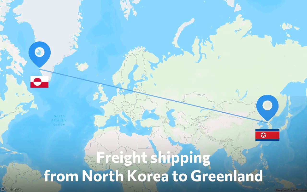 Shipping route from North Korea to Greenland