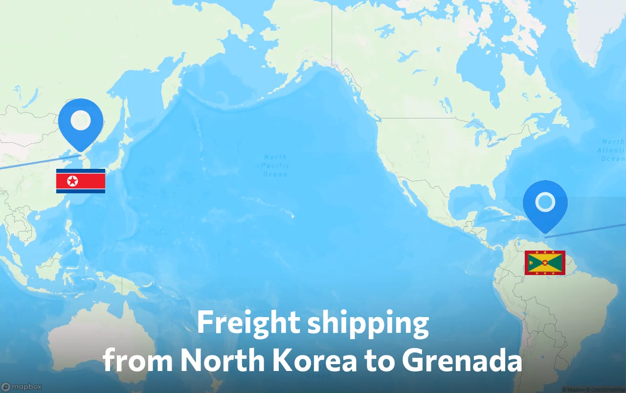 Shipping route from North Korea to Grenada