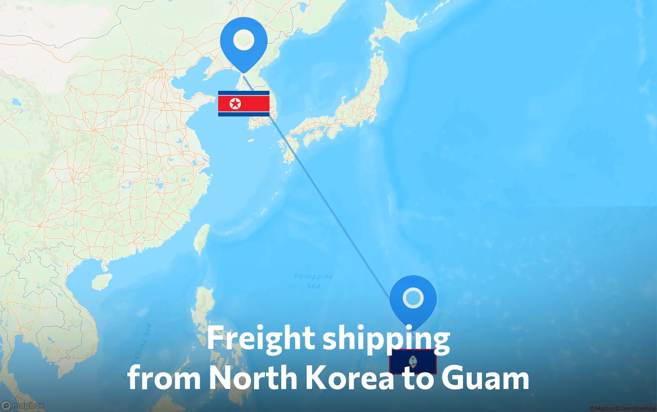 Shipping route from North Korea to Guam