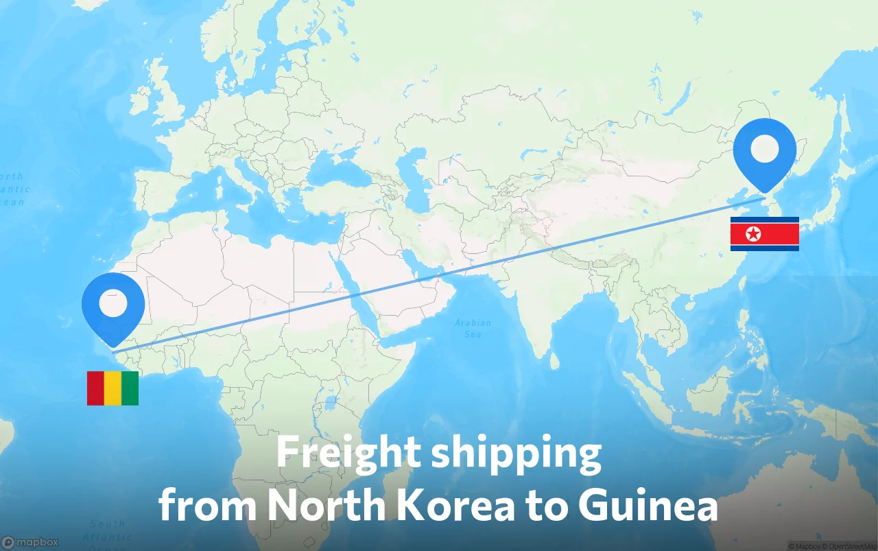 Shipping route from North Korea to Guinea