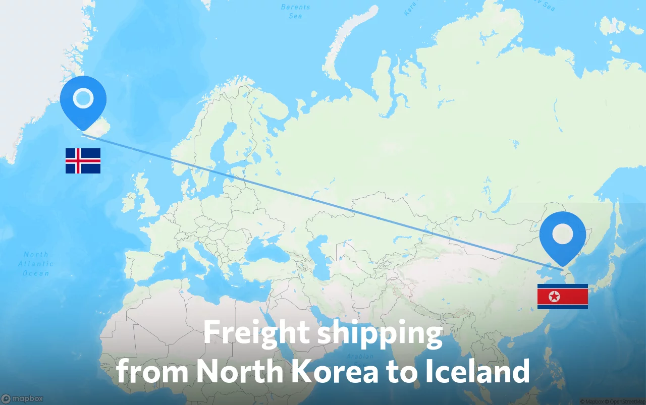 Shipping route from North Korea to Iceland