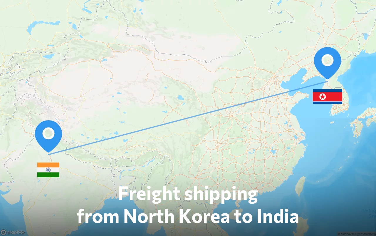 Shipping route from North Korea to India
