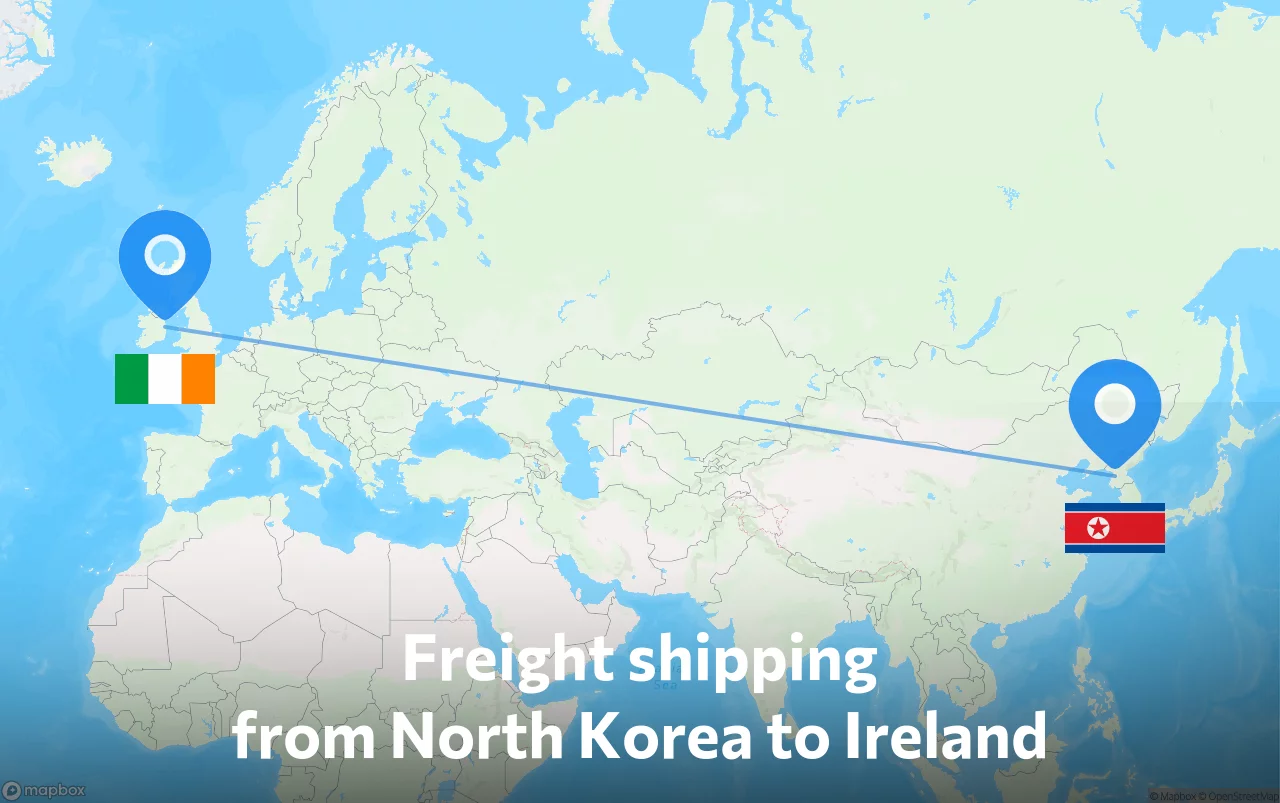Shipping route from North Korea to Ireland