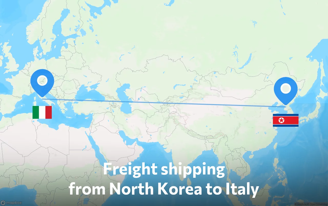 Shipping route from North Korea to Italy