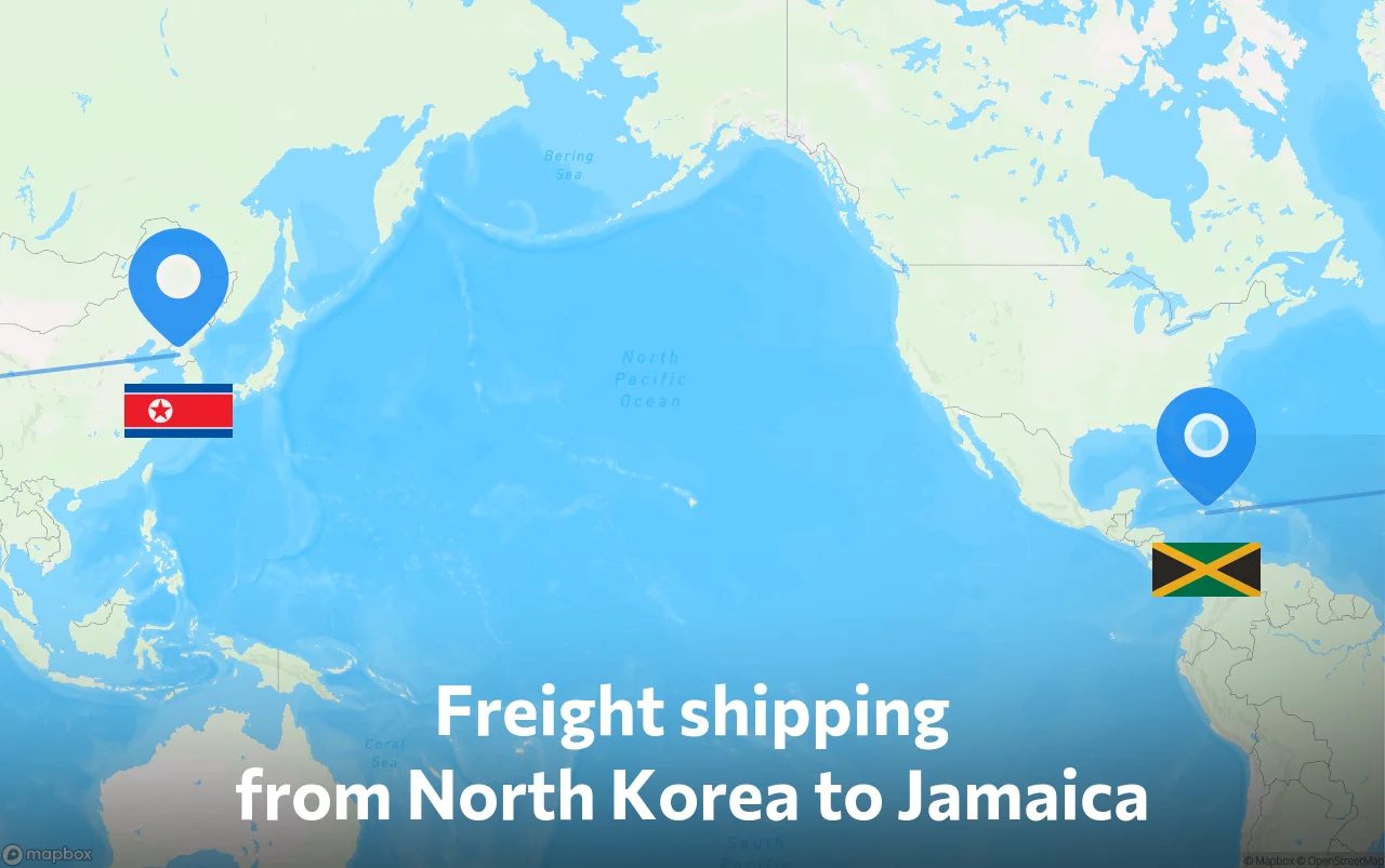 Shipping route from North Korea to Jamaica