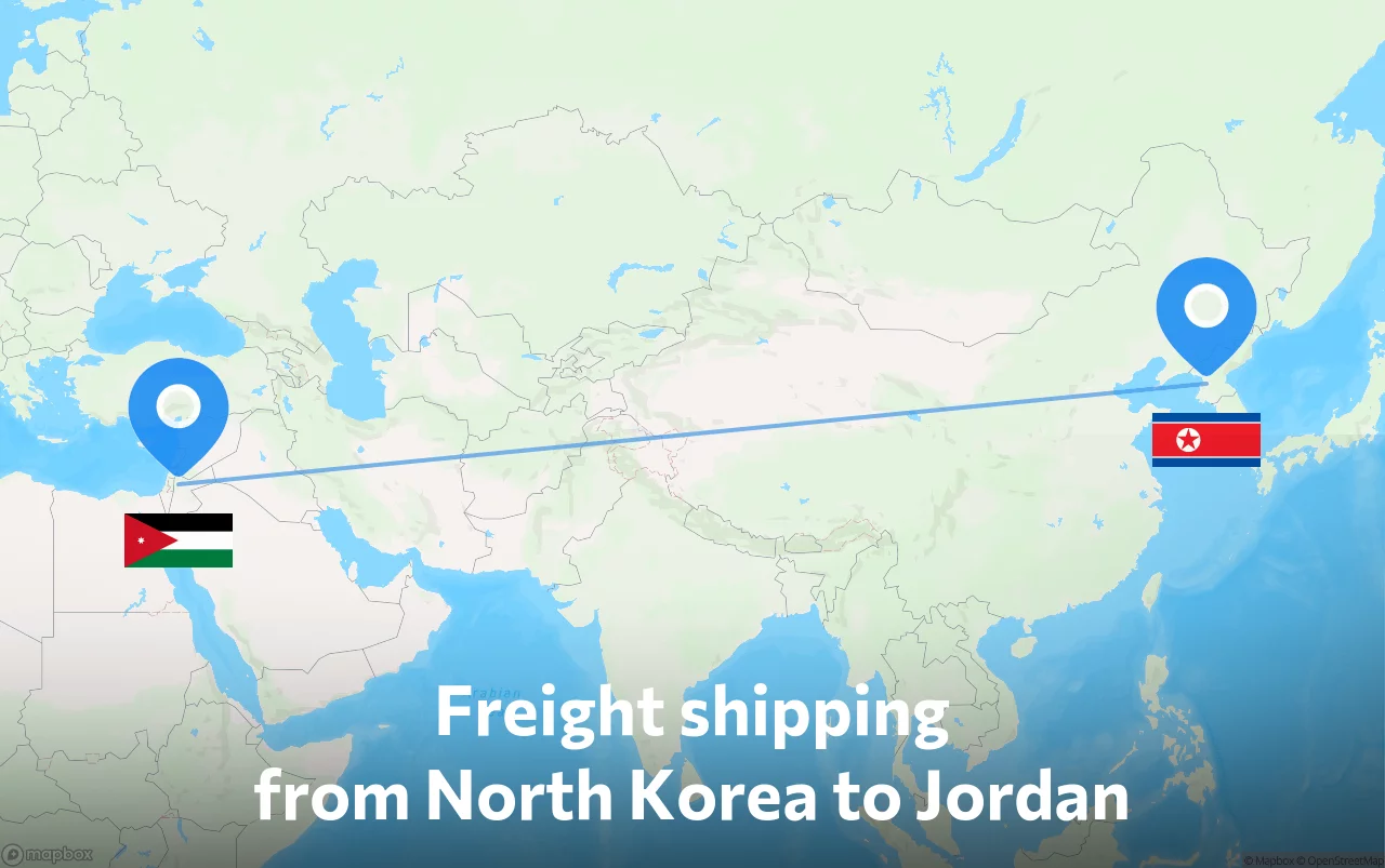 Shipping route from North Korea to Jordan