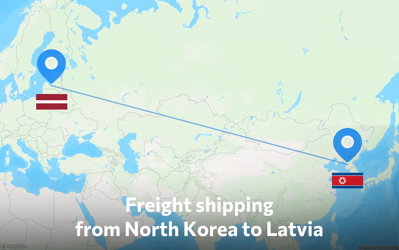 Shipping route from North Korea to Latvia