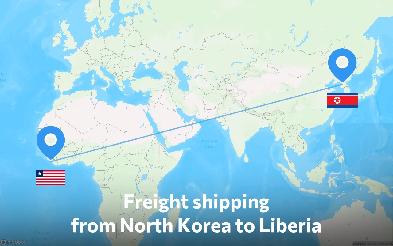 Shipping route from North Korea to Liberia