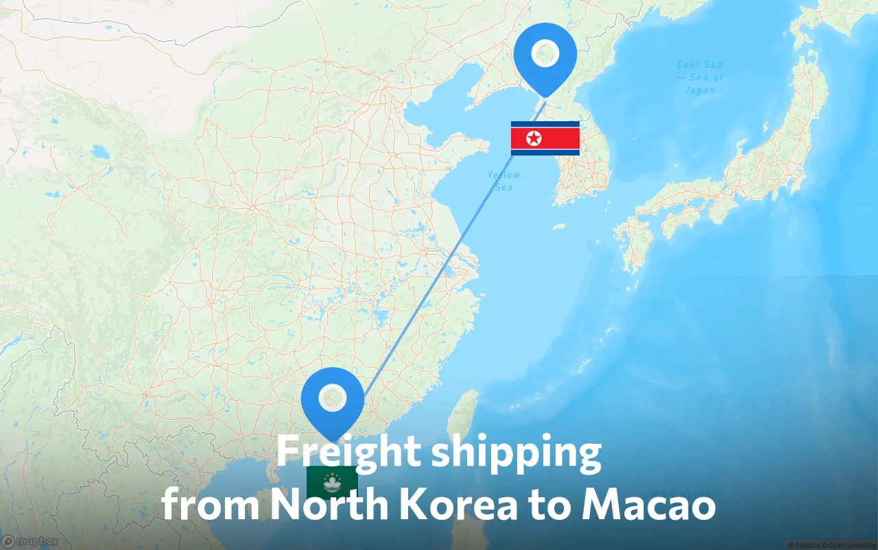 Shipping route from North Korea to Macao