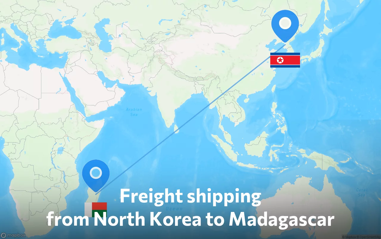 Shipping route from North Korea to Madagascar