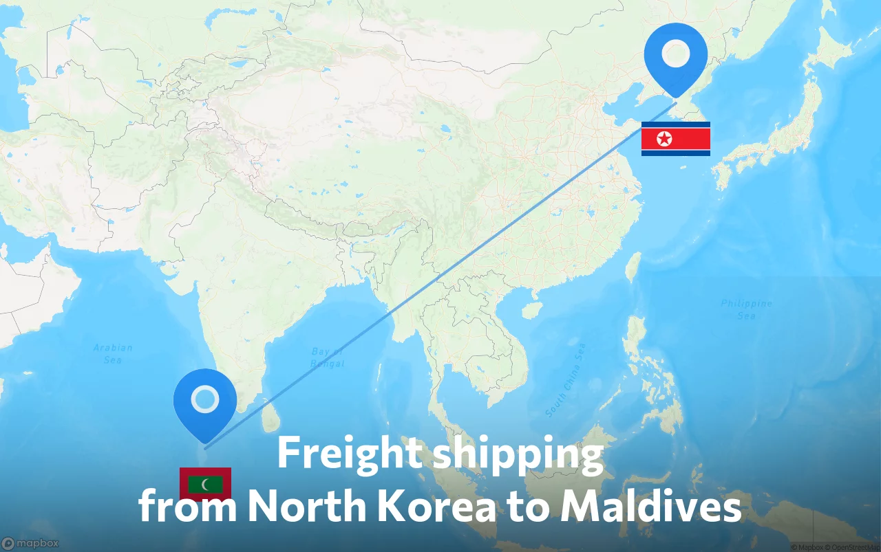 Shipping route from North Korea to Maldives