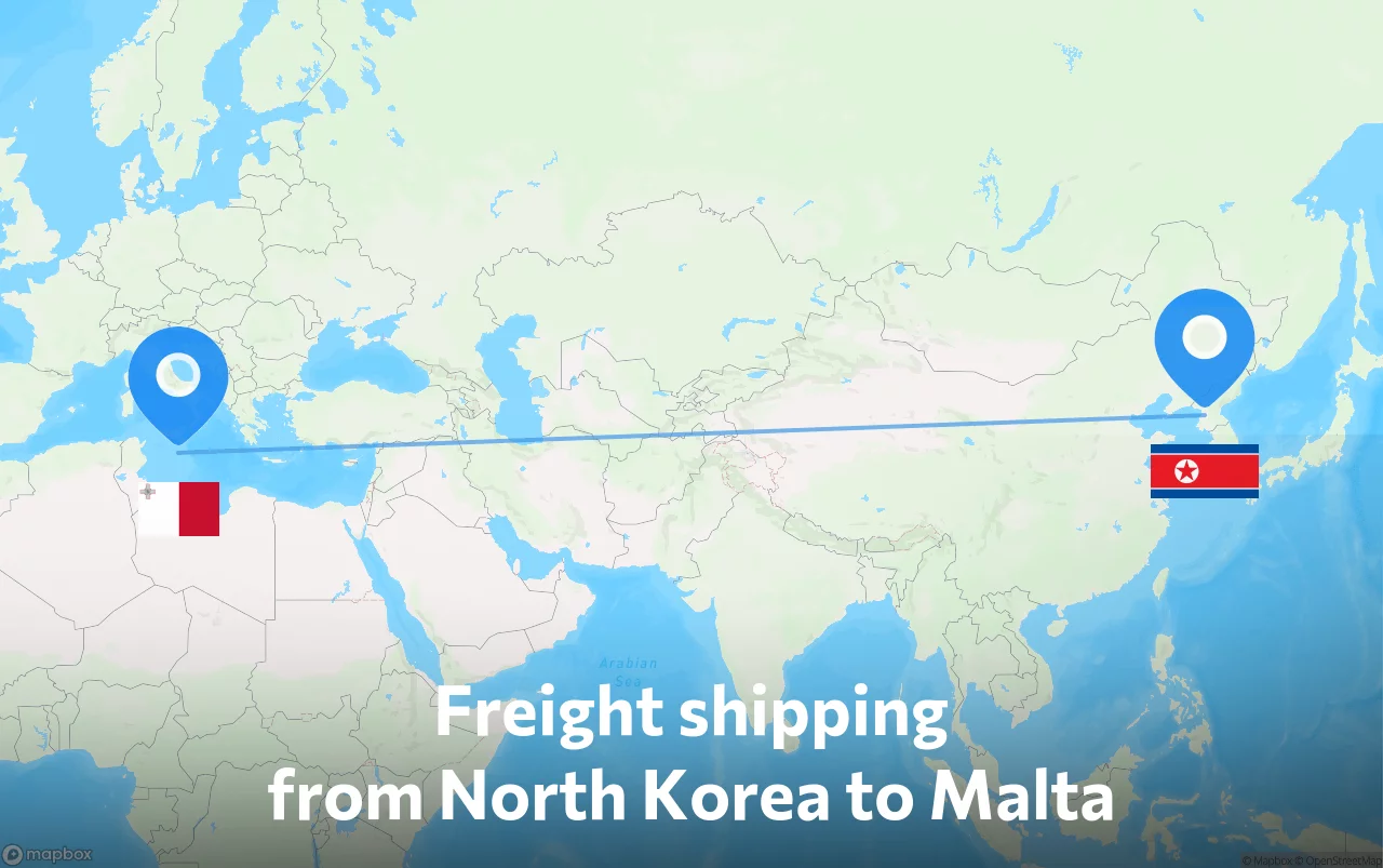 Shipping route from North Korea to Malta