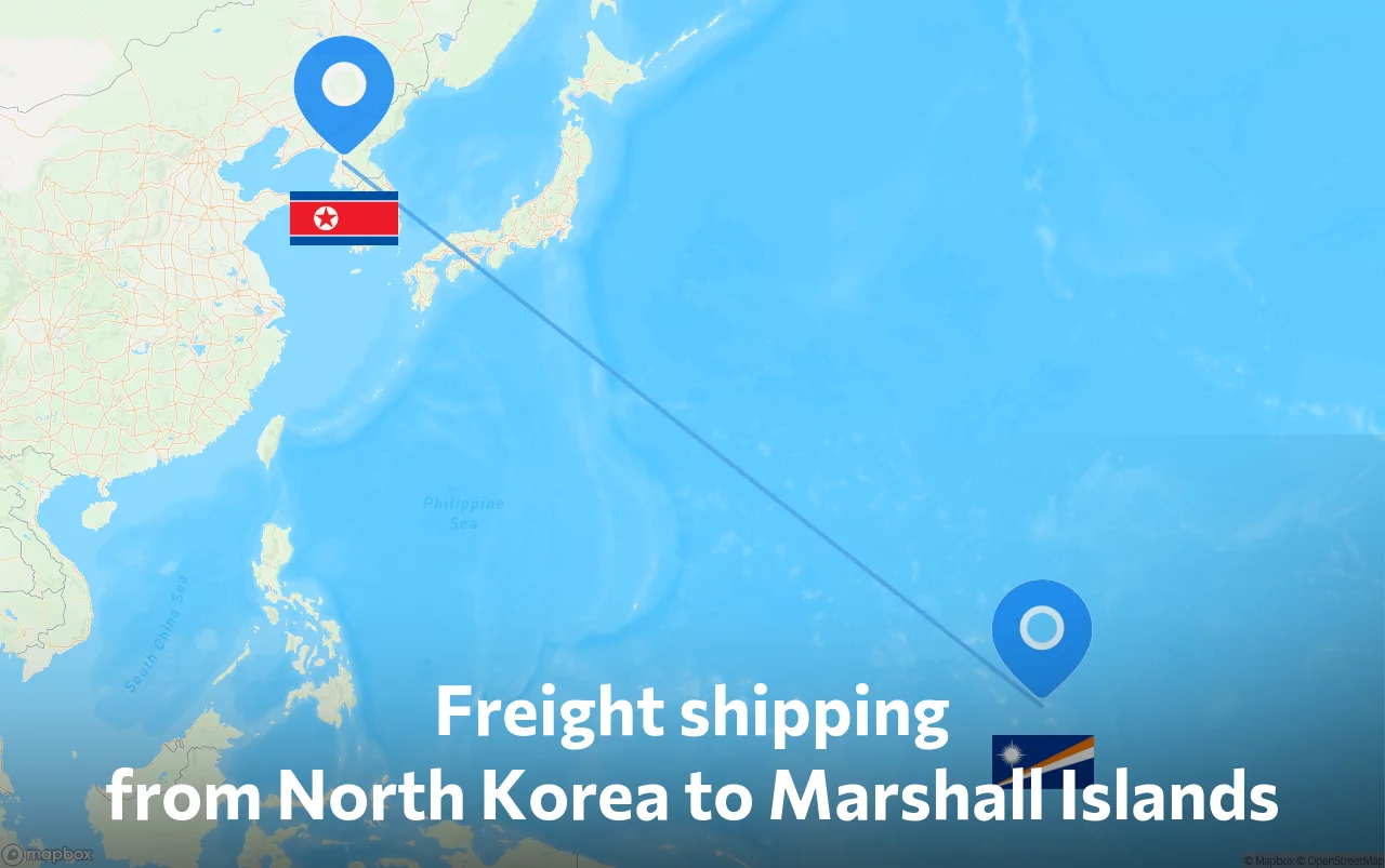 Shipping route from North Korea to Marshall Islands