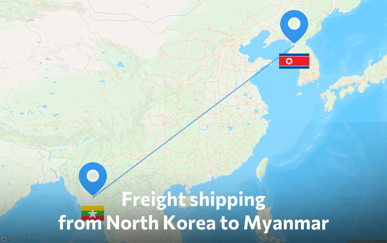 Shipping route from North Korea to Myanmar