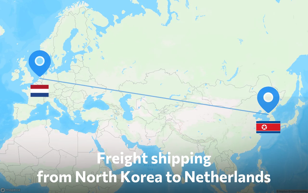 Shipping route from North Korea to Netherlands